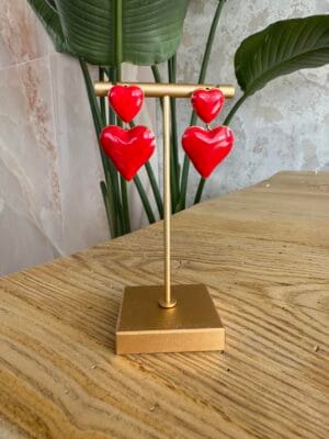 Σκουλαρίκια Κρεμαστά Κόκκινα Καρδιά