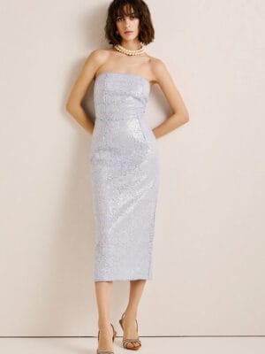 Φόρεμα Στράπλες Παγιέτα Γαλάζιο