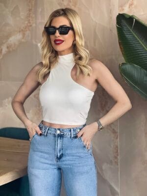 Top Crop Λευκό με Cups