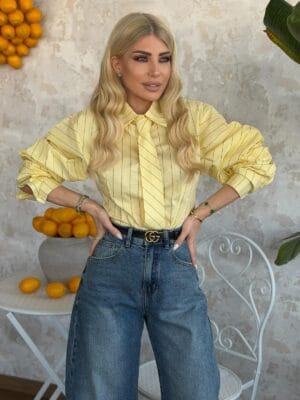 Πουκάμισο Ριγέ Κίτρινο