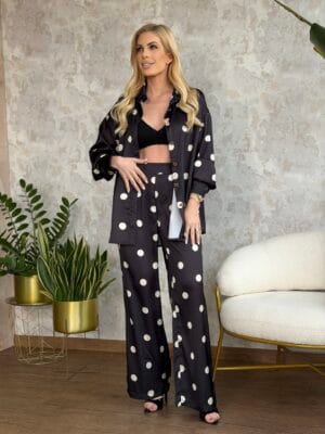 Σετ Σατέν Πουά Μαύρο