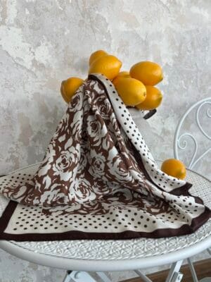 Μαντήλι Λευκό Καφέ Πουά