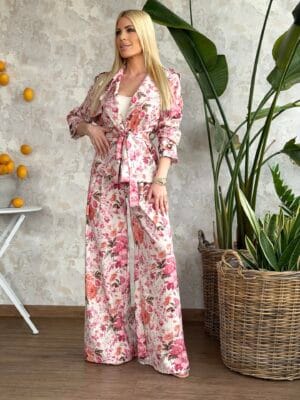 Σετ Σακάκι & Παντελόνι Φλοράλ Ροζ