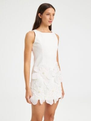 Φόρεμα Mini Λευκό με Λουλούδια