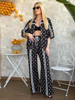 Σετ Φόρμες Πουά Μαύρο Λευκό