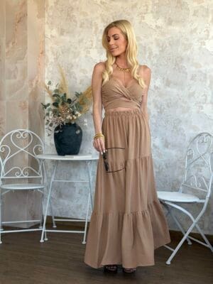 Σετ Top & Φούστα Camel